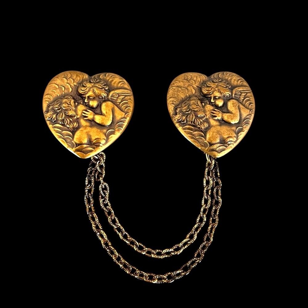 Vintage 1960s Cherub Heart Sweater Clip Art Nouveau Revival - 10S